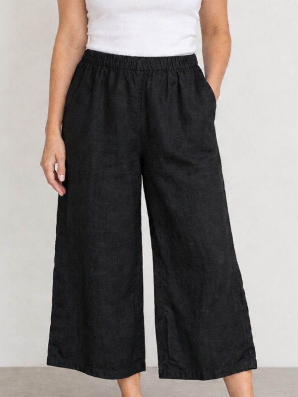 Flax 100% Linen Wide Leg Crop Pants Size Small